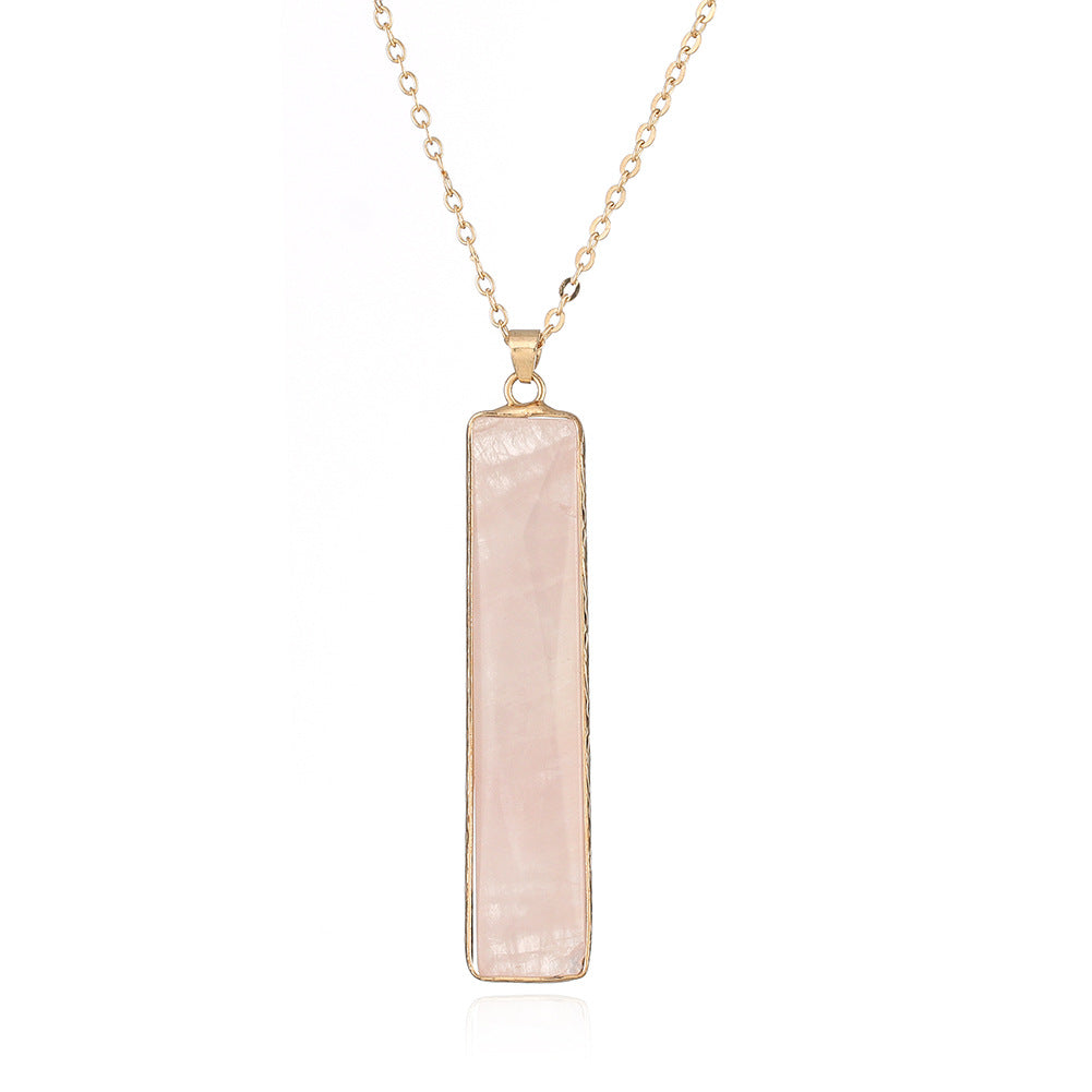 Stone Bar Pendant on 18k gold plated chain 7147