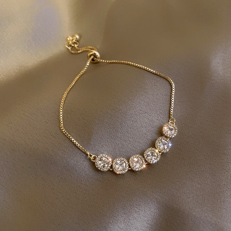 Adjustable large wrapped CZ stones Bracelet 7188