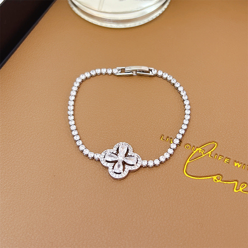 Cross Charm CZ Tennis Bracelet 7189