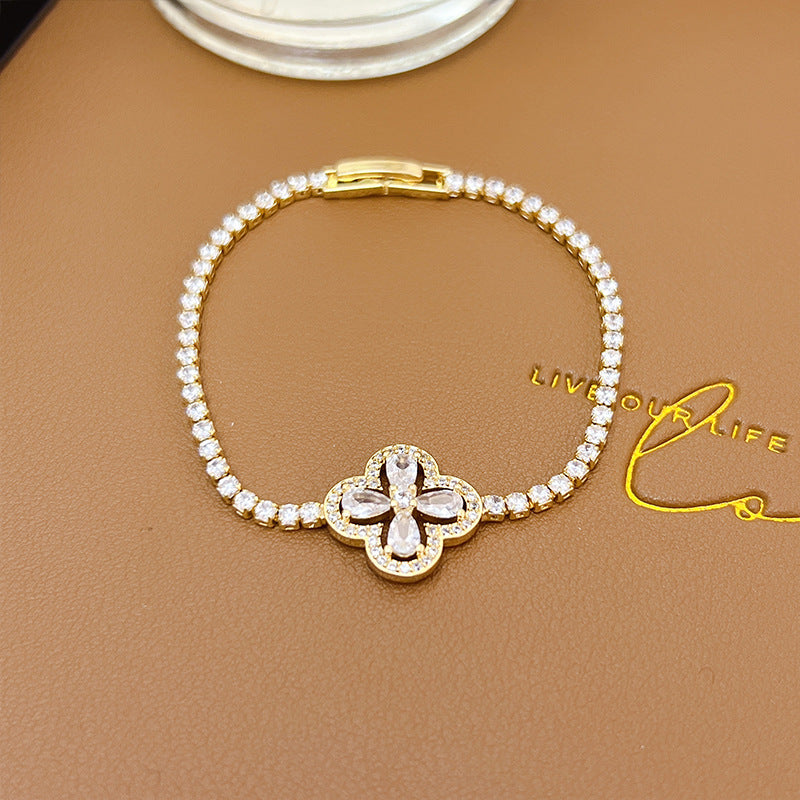 Cross Charm CZ Tennis Bracelet 7189