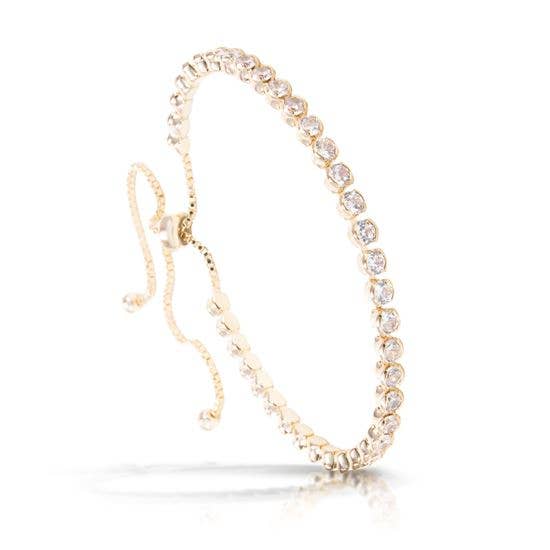 K159 Bezel Set Adjustable Bracelet - Gold